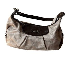 Coach 9392 Signature Jacquard Hobo Bag Brown Leather Trim Y2K Vintage